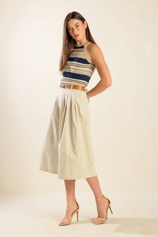 Solid Woven Culotte Pants