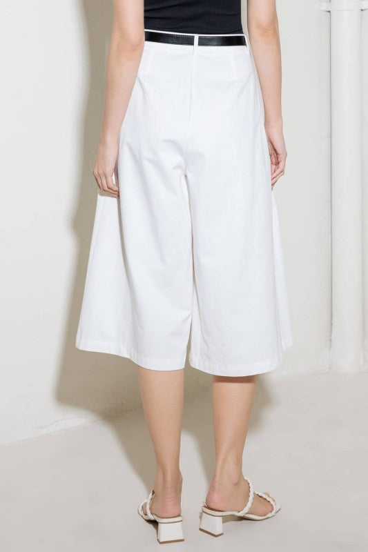 Solid Woven Culotte Pants