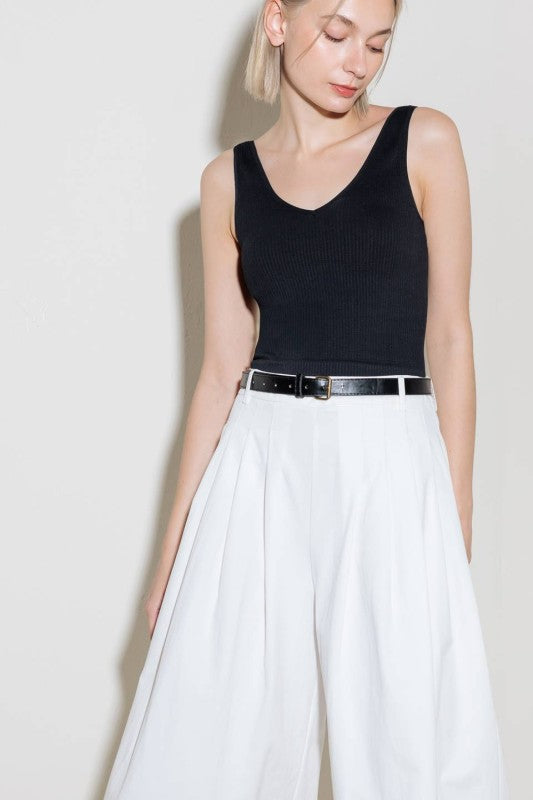 Solid Woven Culotte Pants