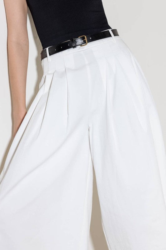 Solid Woven Culotte Pants