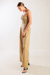 Ruched Wide-Leg Jumpsuit