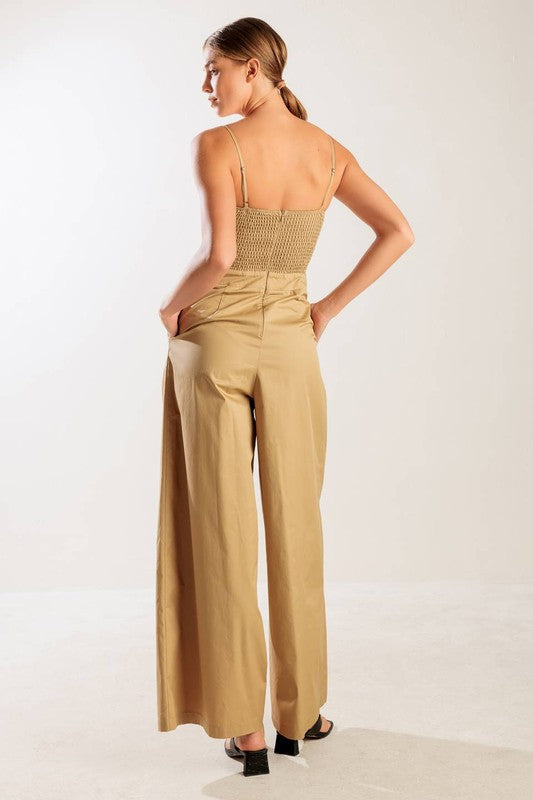 Ruched Wide-Leg Jumpsuit