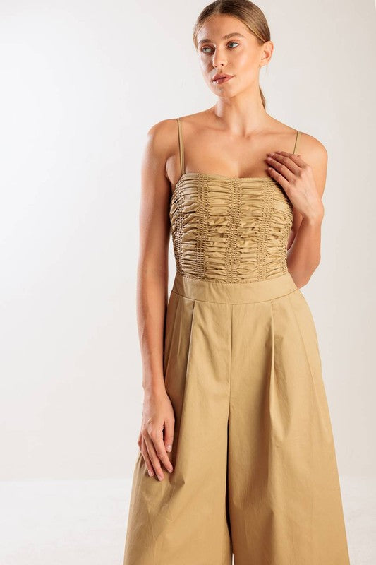 Ruched Wide-Leg Jumpsuit
