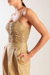 Ruched Wide-Leg Jumpsuit