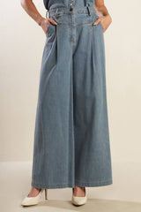 Washed Wide-Leg Denim Pants
