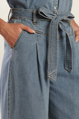 Washed Wide-Leg Denim Pants