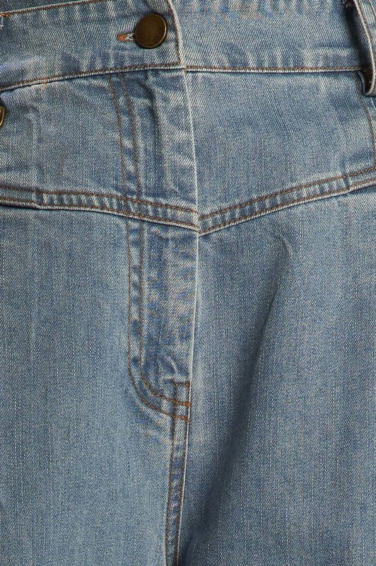 Washed Wide-Leg Denim Pants