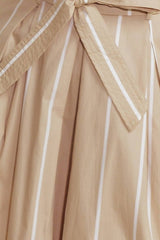 Beige Striped Wide-Leg Pants