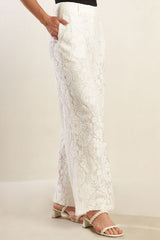 White Lace Wide-Leg Pants