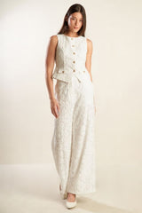 White Lace Wide-Leg Pants