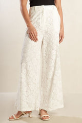 White Lace Wide-Leg Pants