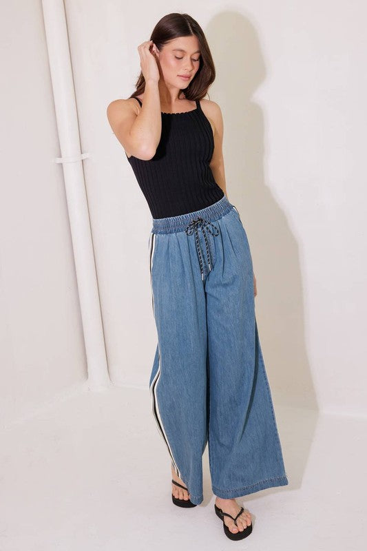 Denim Jogger-Style Pants
