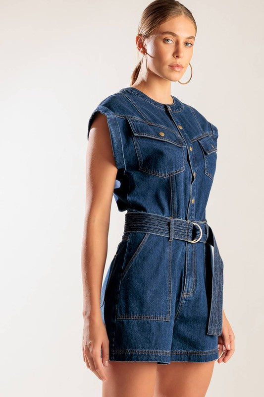 Sleeveless Denim Romper