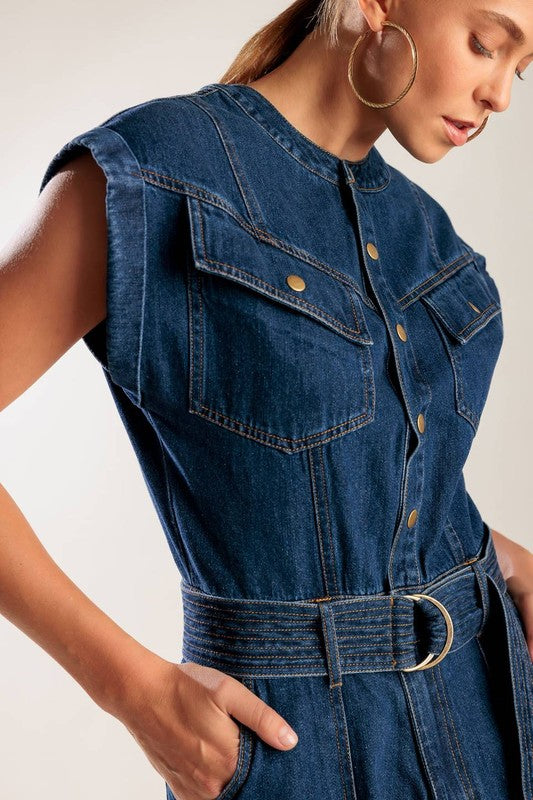 Sleeveless Denim Romper