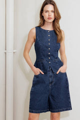 High-Rise Wide Leg Denim Shorts