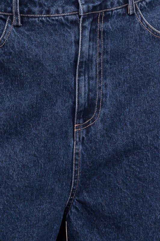 High-Rise Wide Leg Denim Shorts