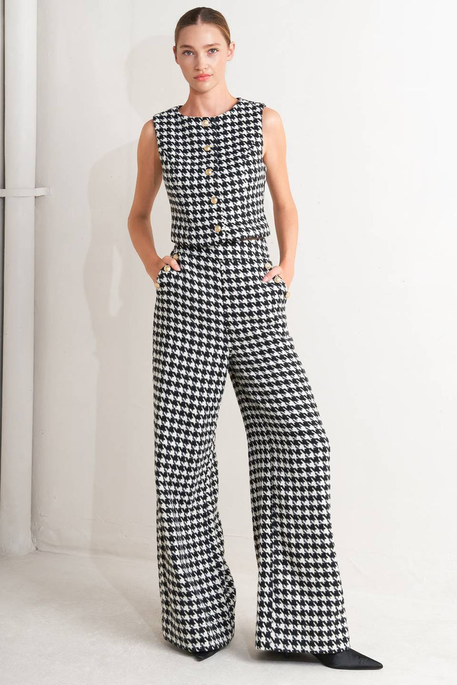 Houndstooth Wide-Leg Pants – v o g l i o