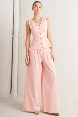 Light Pink Tailored Wide-Leg Pants