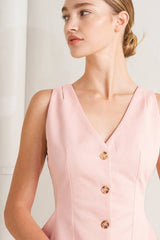 Light Pink Tailored Button-Front Vest