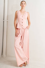 Light Pink Tailored Button-Front Vest