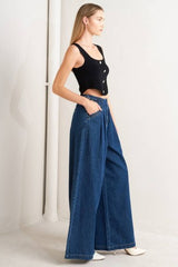 Side Buckle Detail Denim Pants
