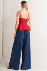 Side Buckle Detail Denim Pants