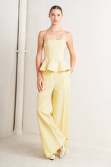 Butter Yellow Tailored Wide-Leg Pants