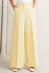 Butter Yellow Tailored Wide-Leg Pants