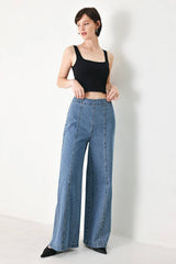 High-Waisted Wide Leg Denim Pants