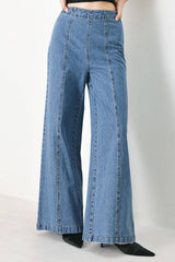 High-Waisted Wide Leg Denim Pants