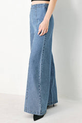 High-Waisted Wide Leg Denim Pants