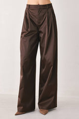 Espresso Satin Wide-Leg Trousers