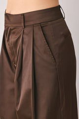 Espresso Satin Wide-Leg Trousers