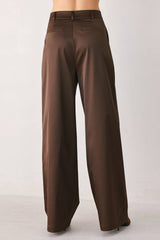 Espresso Satin Wide-Leg Trousers