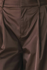 Espresso Satin Wide-Leg Trousers