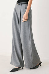 Solid Woven Wide-Leg Trousers