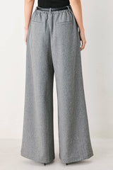 Solid Woven Wide-Leg Trousers
