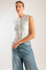 Crisp White Sweater Knit Vest