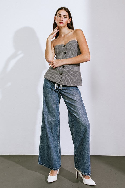 Striped Sweetheart Woven Top