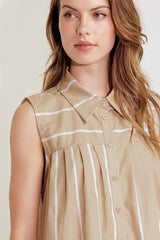 Sleeveless Button-Up Top