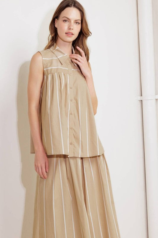 Sleeveless Button-Up Top