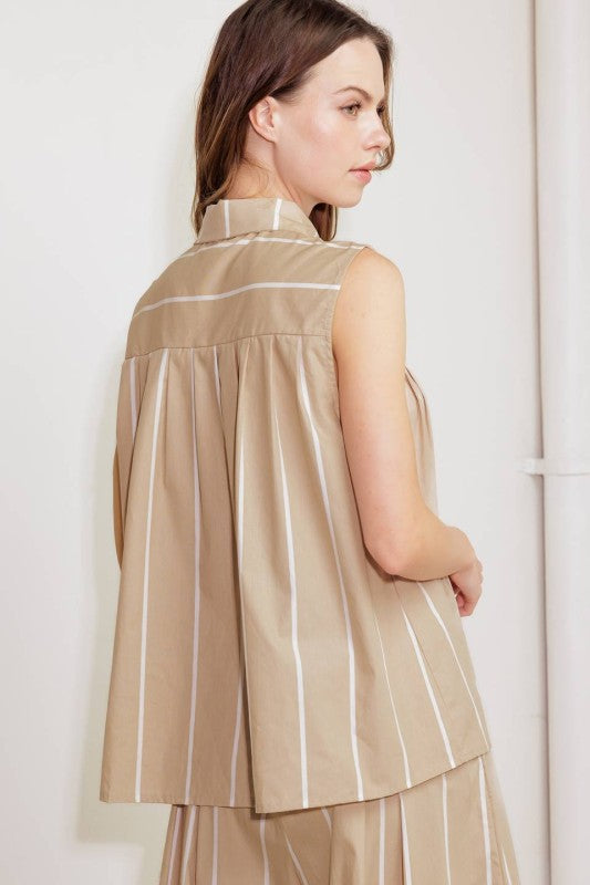 Sleeveless Button-Up Top