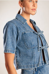 Tie-Front Denim Top