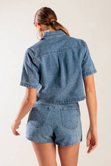 Tie-Front Denim Top