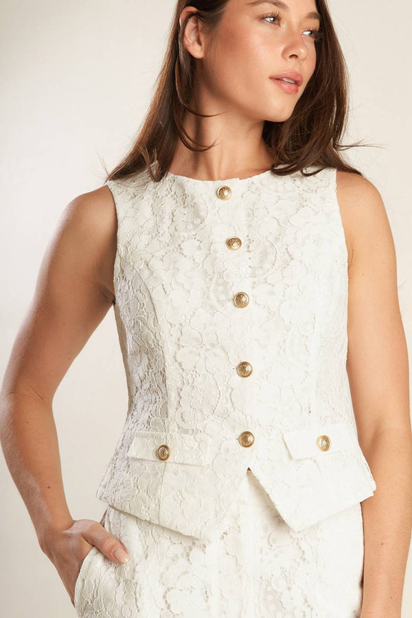 White Lace Sleeveless Vest