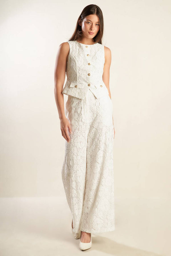White Lace Sleeveless Vest
