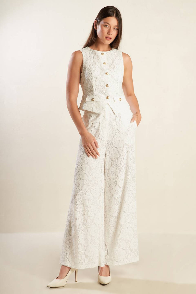 White Lace Sleeveless Vest