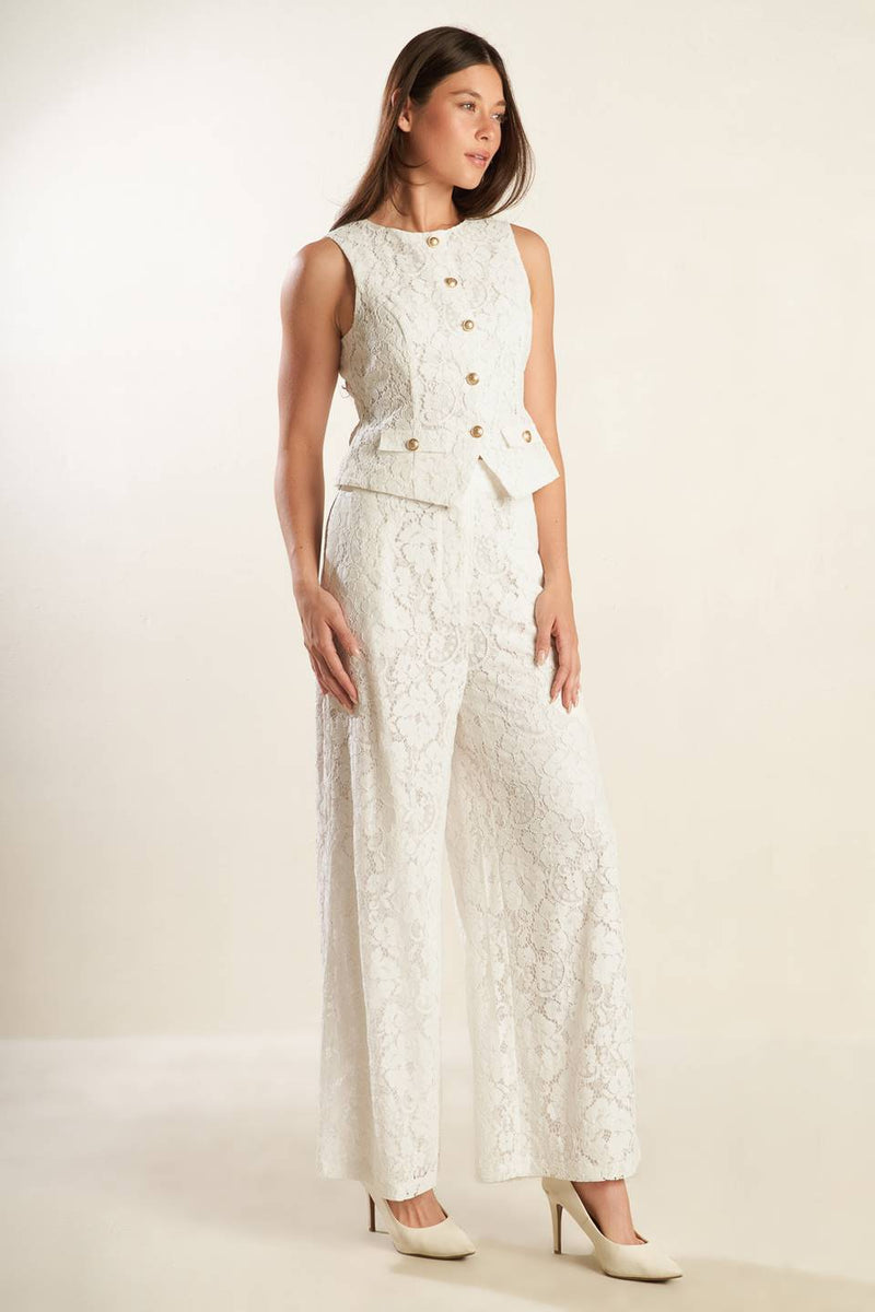 White Lace Sleeveless Vest