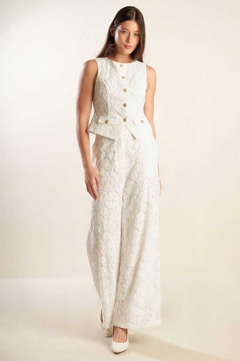 White Lace Sleeveless Vest
