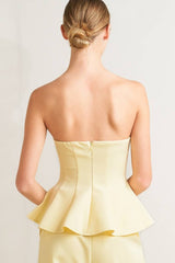 Butter Yellow Strapless Peplum Top
